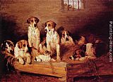 Foxhounds and Terriers in a Kennel by John Emms
